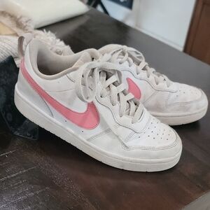 Nike Pink and White Classic Sneakers 5.5Y